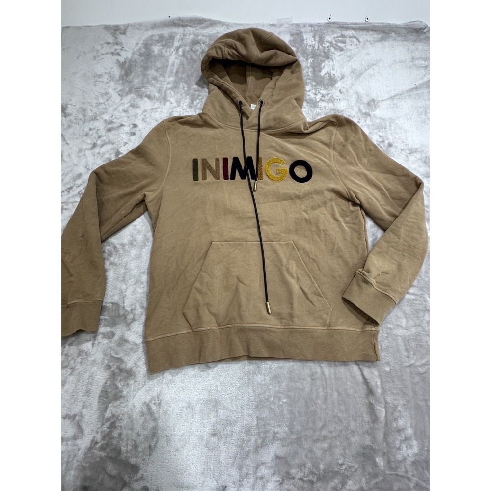Inimigo Designer Hoodie Men's Size Large Light Brown Hooded Drawstring‎ See Flaw